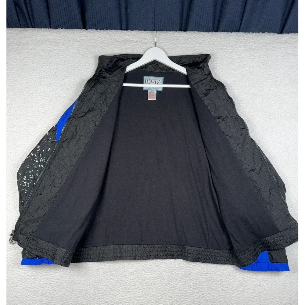 Vintage 90s IXSPA Windbreaker Jacket Black Blue - Men's Medium (Fits Roomy)